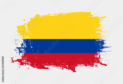 Brush painted national emblem of Colombia country on white background