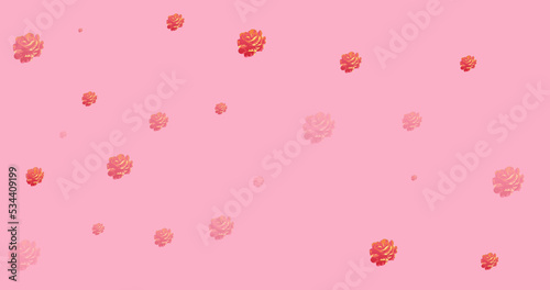 Image of roses spread on pink background