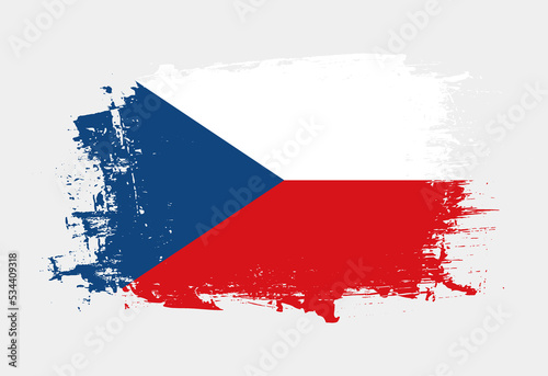 Brush painted national emblem of Czechia country on white background