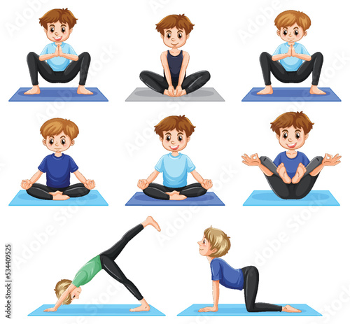 Set of yoga postures