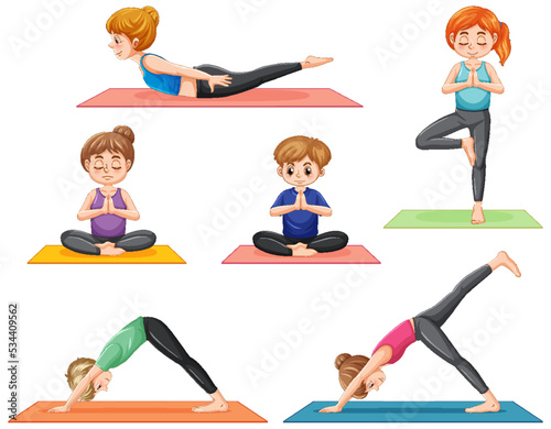 Set of yoga postures