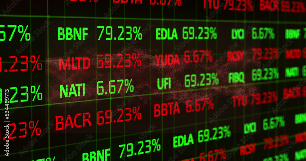 Fototapeta premium Image of stock market display with financial data