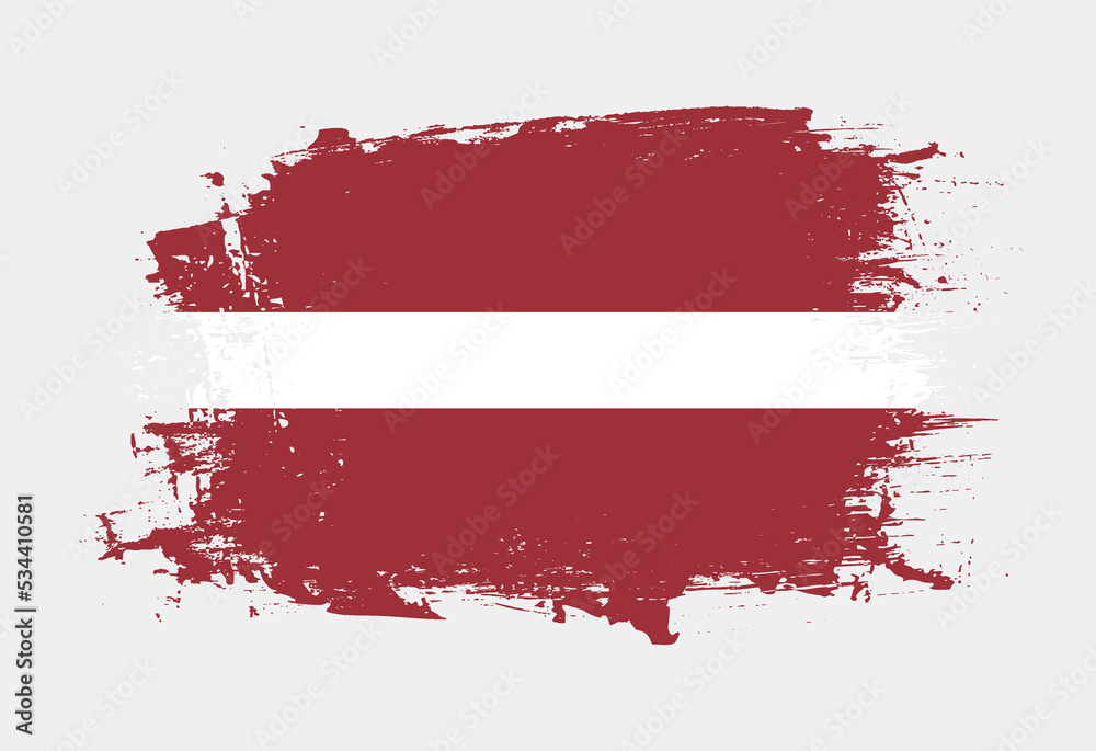 Brush painted national emblem of Latvia country on white background Brush painted national emblem of Latvia country on white background