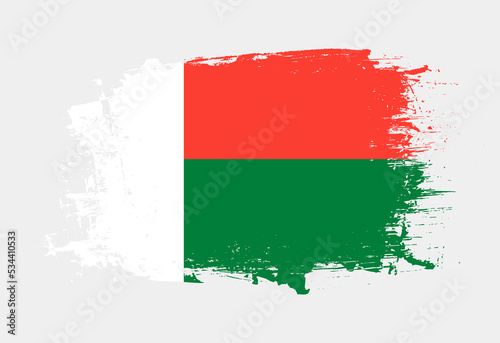 Brush painted national emblem of Madagascar country on white background