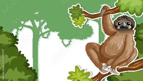 Background template of sloth in the forest