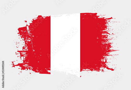 Brush painted national emblem of Peru country on white background