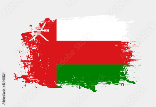 Brush painted national emblem of Oman country on white background