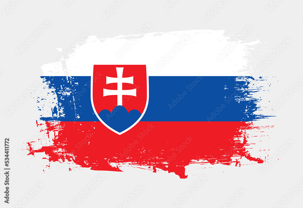 Brush painted national emblem of Slovakia country on white background