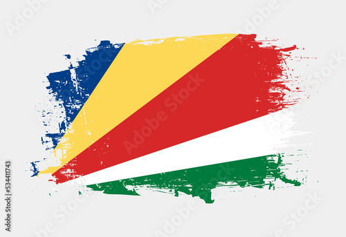 Brush painted national emblem of Seychelles country on white background