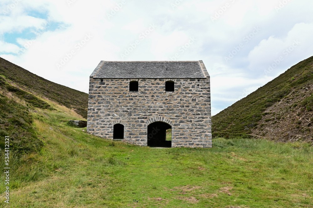 Old abandoned mine Lecht Mine in the valley of the Well of Lecht, in the hills of the Caingorms National Park, Highlands, Ballindalloch, Scotland Old abandoned mine Lecht Mine in the valley of the Well of Lecht, in the hills of the Caingorms National Park, Highlands, Ballindalloch, Scotland