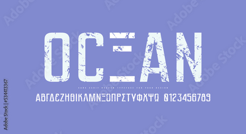 Greek narrow sans serif font in laconic style photo