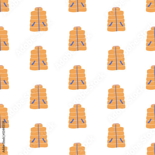 Seamless pattern with yellow quilted vests