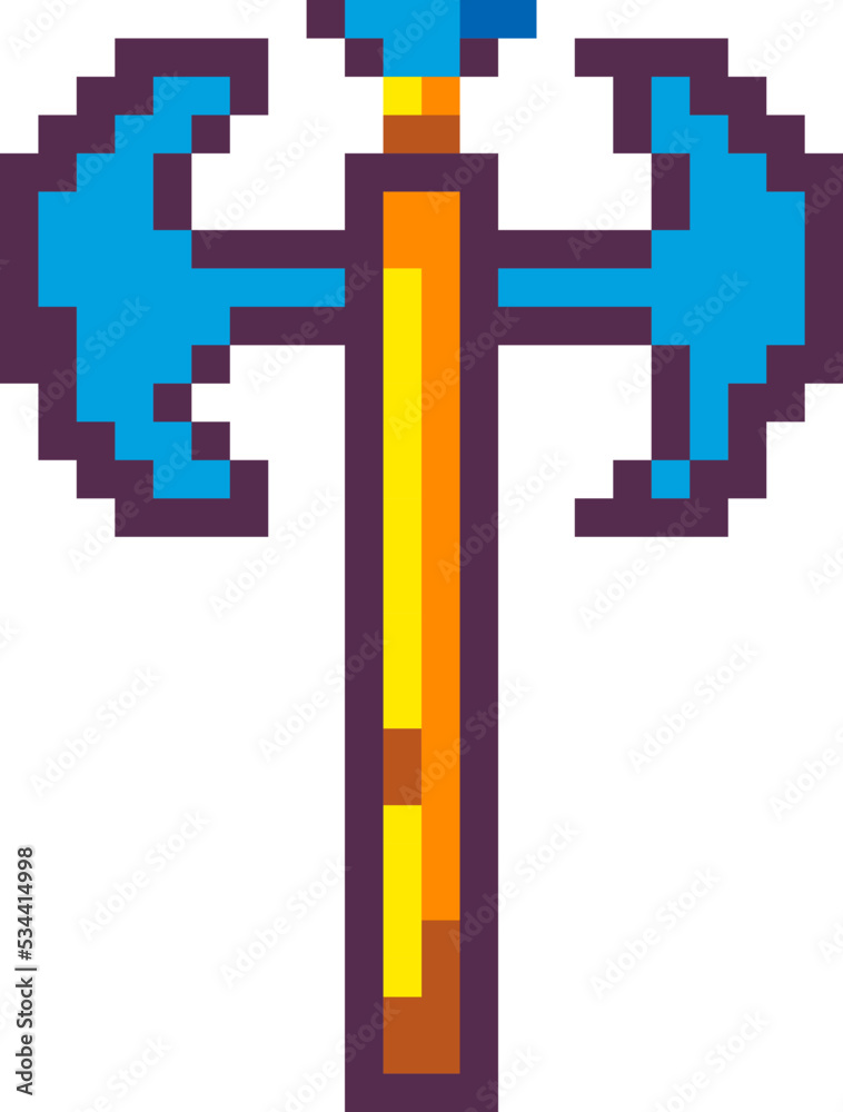 Obraz premium Pixelated ax for knight or fighter in arcade game