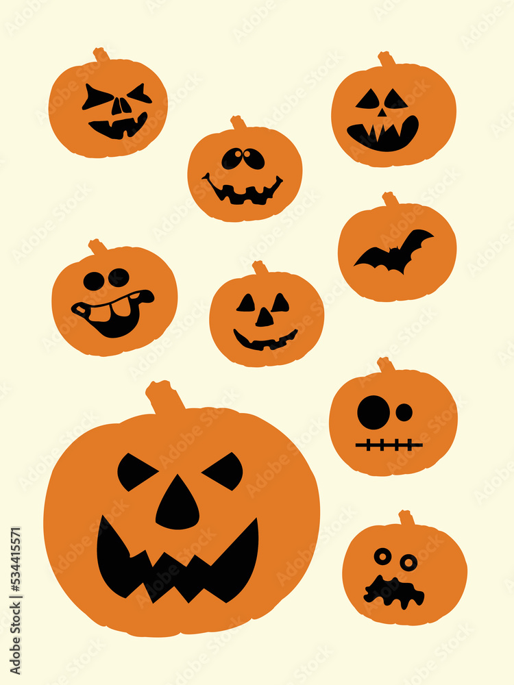 Halloween pumpkin scary faces. Flat vector spooky creepy horror. facial expressions Illustration. Emotion Variation 9 elements. accessory at Halloween October. Halloween pumpkin scary faces. Flat vector spooky creepy horror. facial expressions Illustration. Emotion Variation 9 elements. accessory at Halloween October.