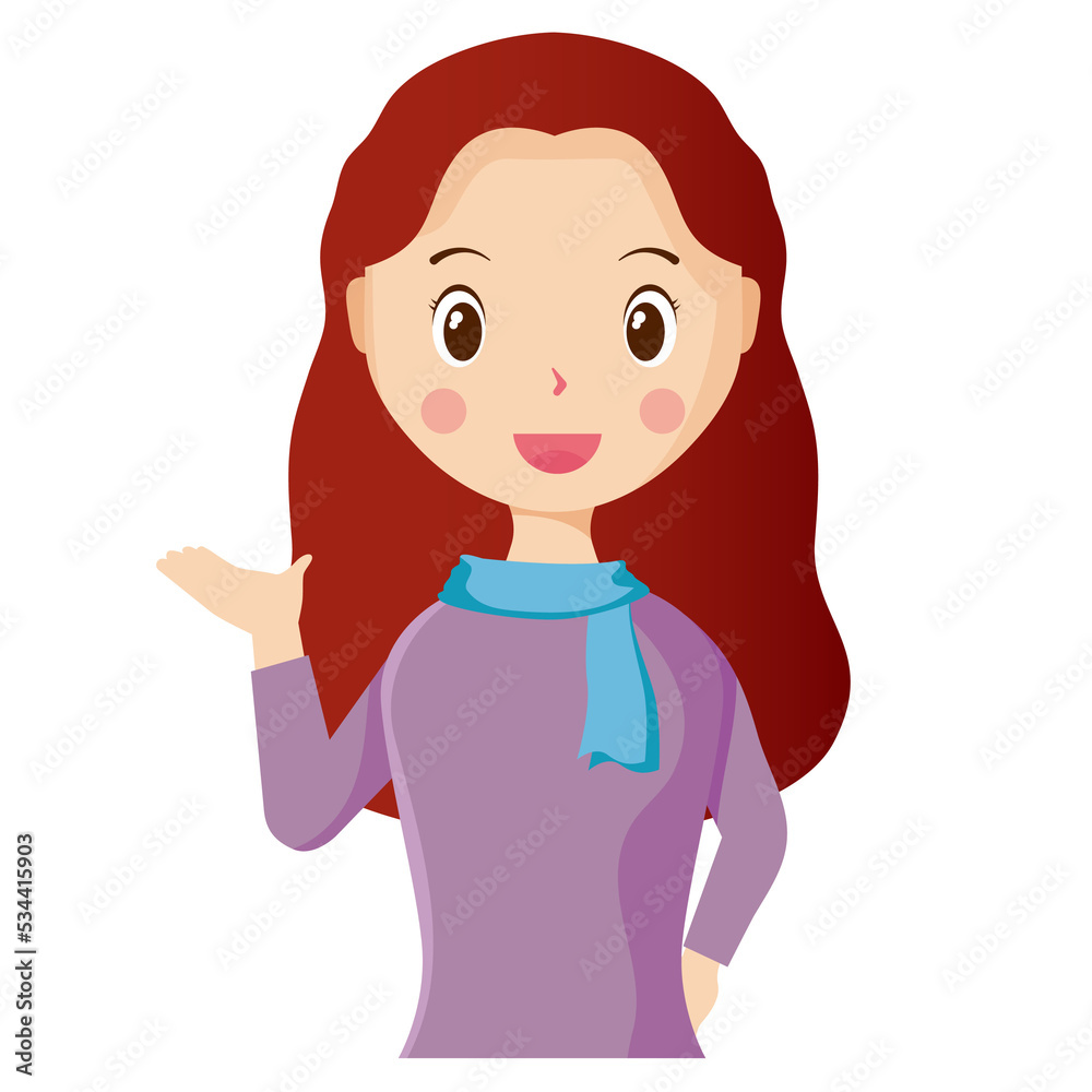 Woman avatar png flat color cartoon style. PNG illustration in flat style Woman avatar png flat color cartoon style. PNG illustration in flat style