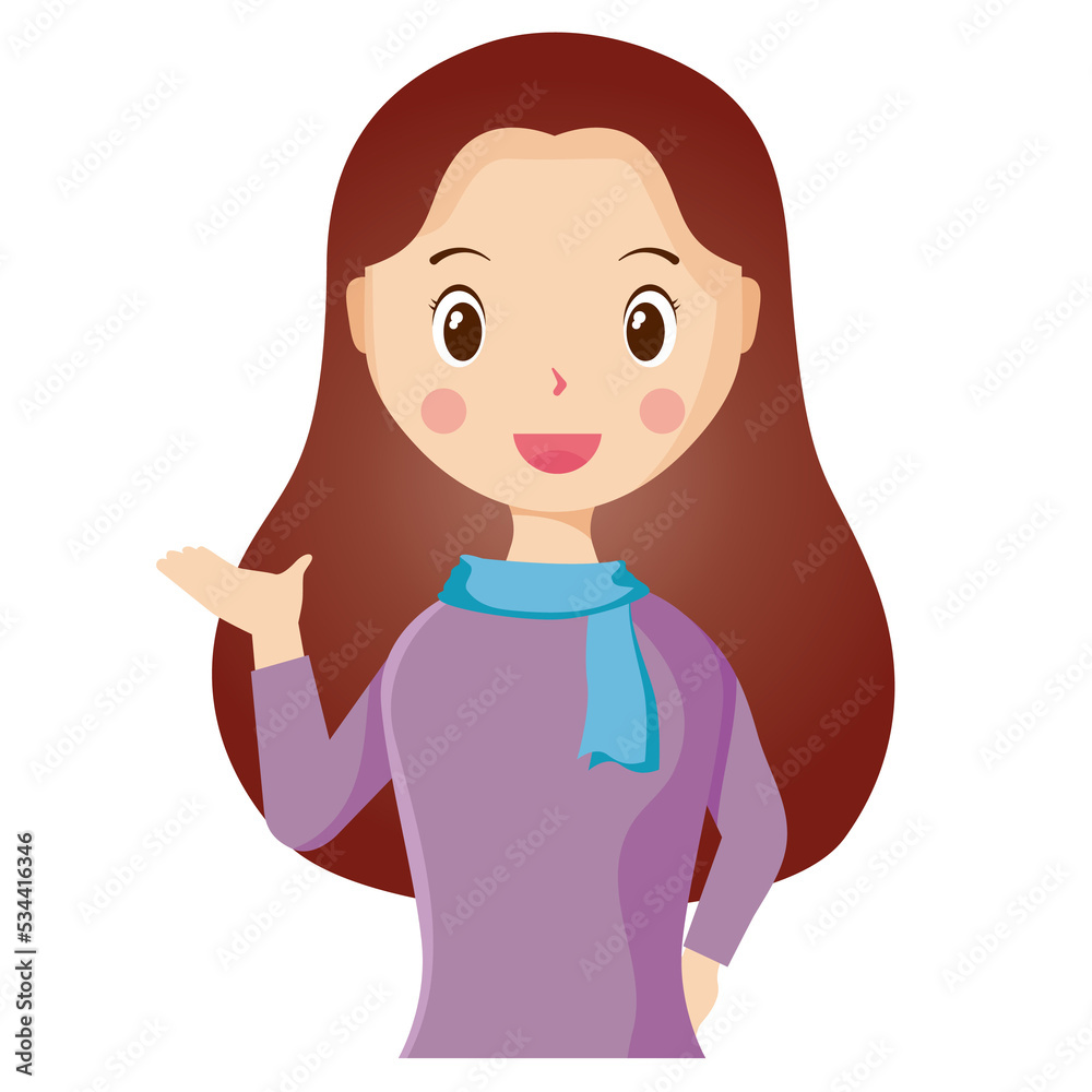Woman avatar png flat color cartoon style. PNG illustration in flat style Woman avatar png flat color cartoon style. PNG illustration in flat style