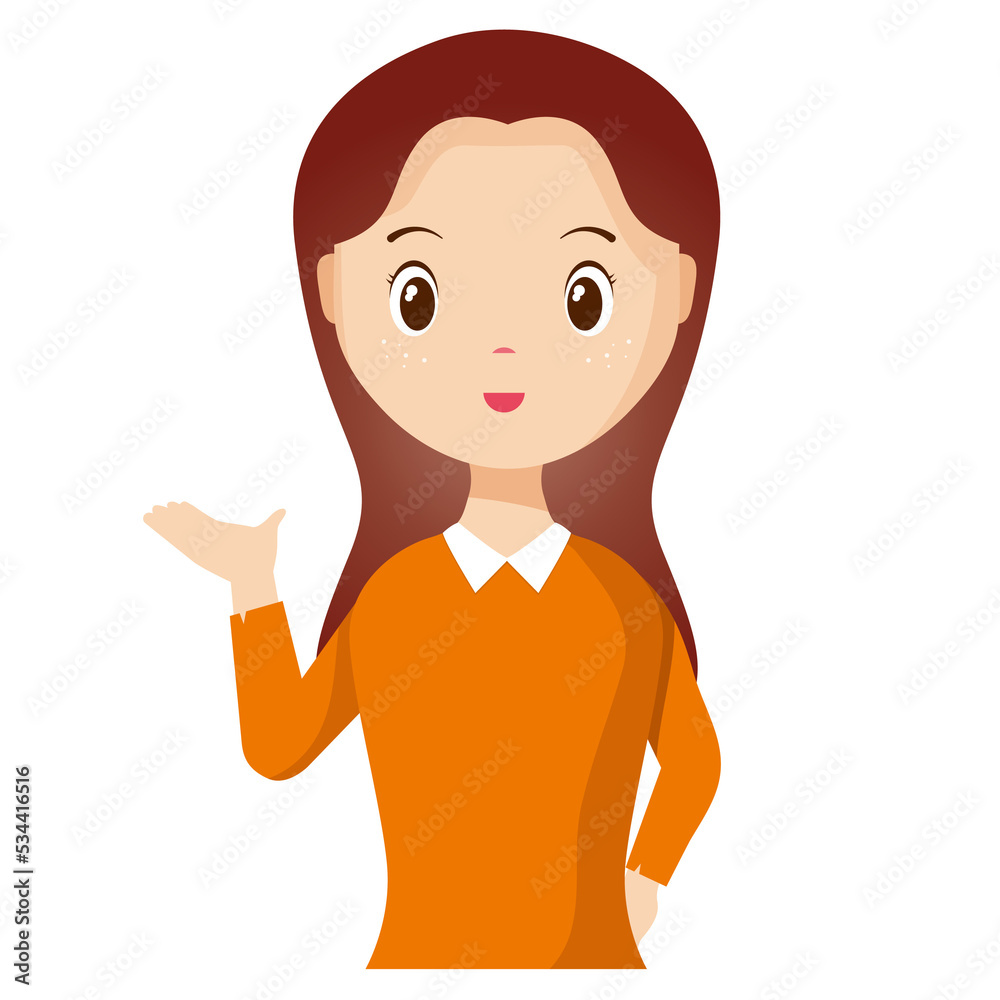 Woman avatar png flat color cartoon style. PNG illustration in flat style Woman avatar png flat color cartoon style. PNG illustration in flat style