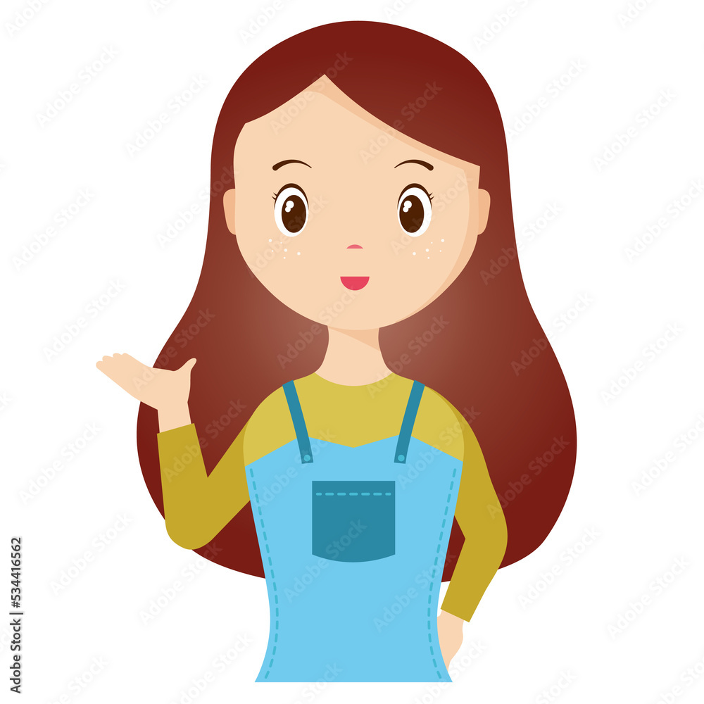 Woman avatar png flat color cartoon style. PNG illustration in flat style Woman avatar png flat color cartoon style. PNG illustration in flat style