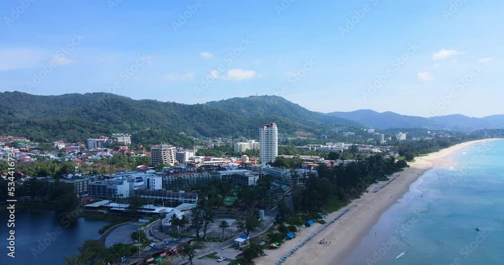 Aerial view video Patong beach city on summer 2022 Aerial view video Patong beach city on summer 2022