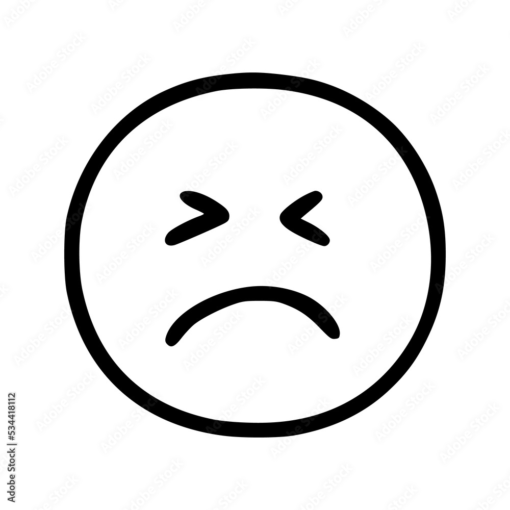 Sad face emoticon in doodle style Sad face emoticon in doodle style