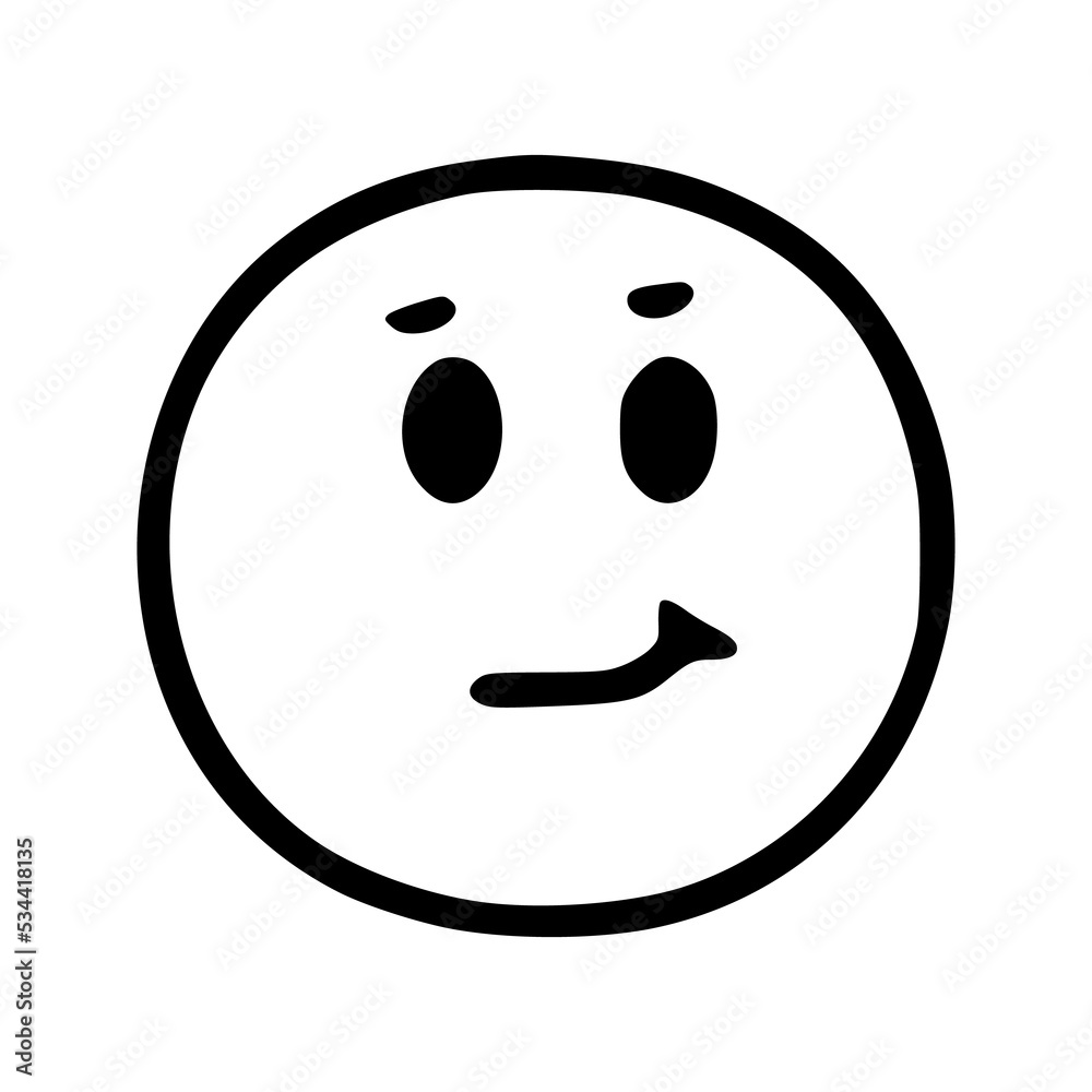 Cute face emoticon in doodle style Cute face emoticon in doodle style