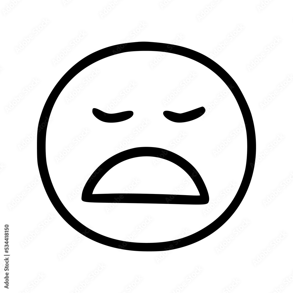 Sad face emoticon in doodle style
