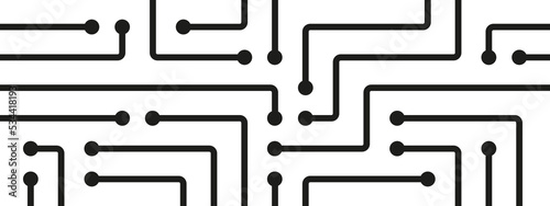 Circuit board system connect dots and lines banner background template. Network global database graphic vector.