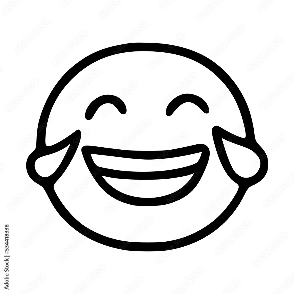 laughing to tears emoticon in doodle style laughing to tears emoticon in doodle style