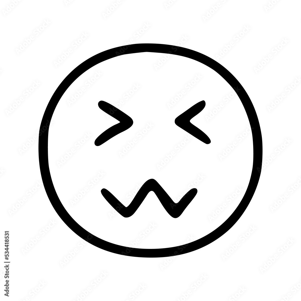 Dissatisfied face emoticon in doodle style Dissatisfied face emoticon in doodle style