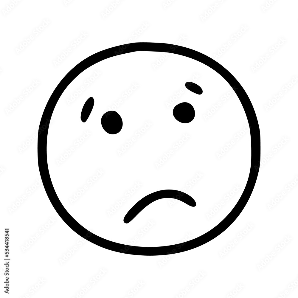 Fototapeta premium Sad face emoticon in doodle style