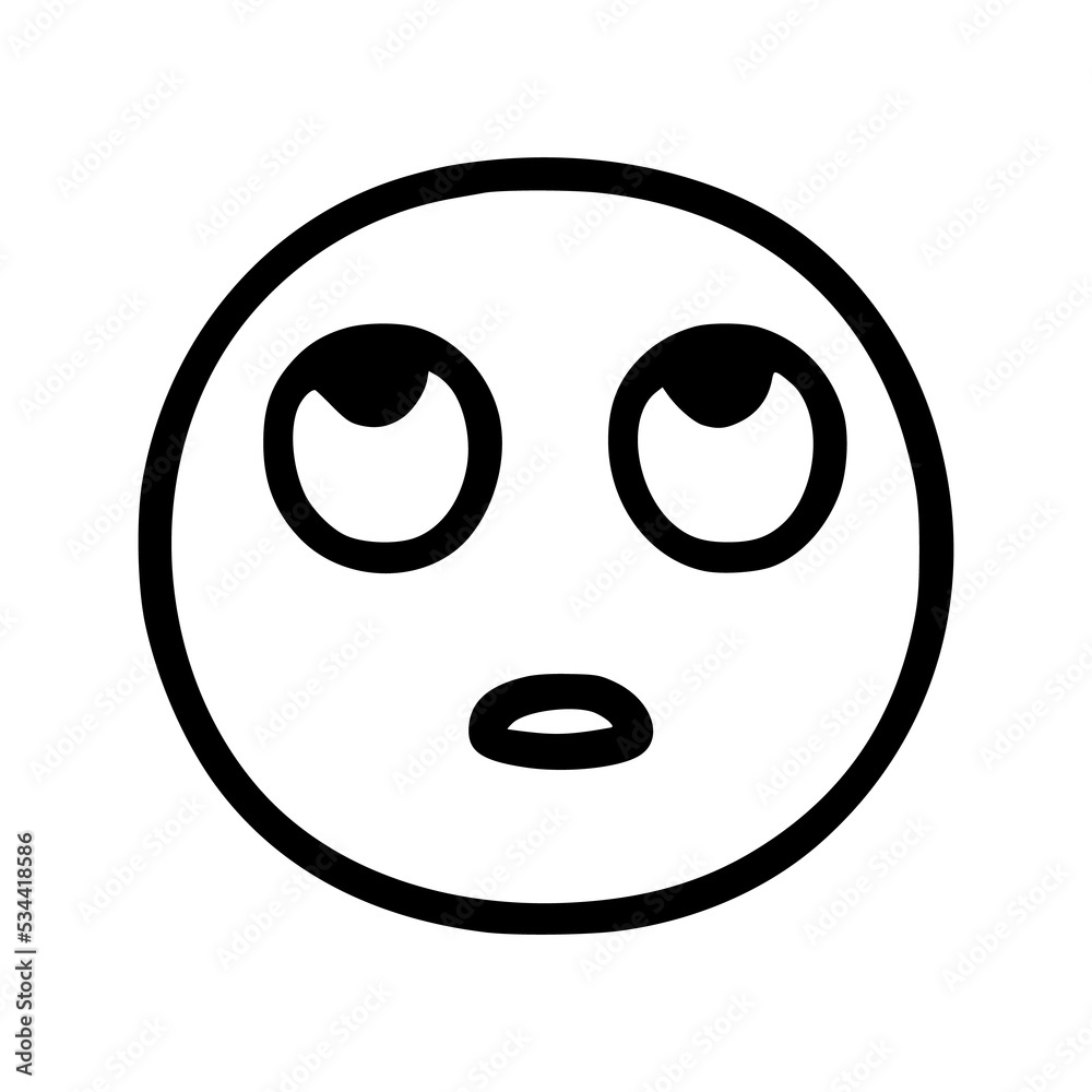 Sad thoughtful emoticon in doodle style Sad thoughtful emoticon in doodle style