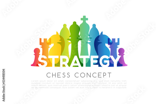 Chess colorful leadership or strategy conceptual illustration.