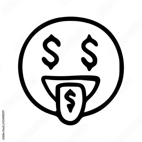 money mouth face emoticon in doodle style