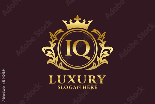 Initial IQ Letter Royal Luxury Logo template in vector art for luxurious branding projects and other vector illustration.