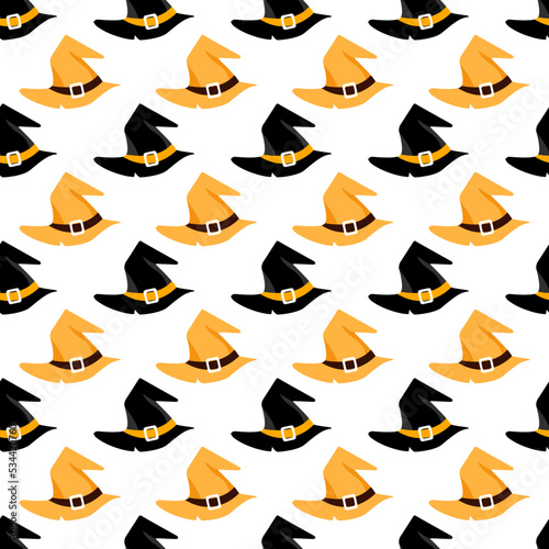 Halloween seamless pattern with witch hats, happy halloween