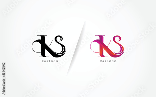 KS, SK, K, S Letters Abstract Logo Monogram, Initial KS letter luxury beauty flourishes ornament monogram logo