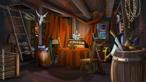 Canvas Print Basement of a fairy tale witch illustration