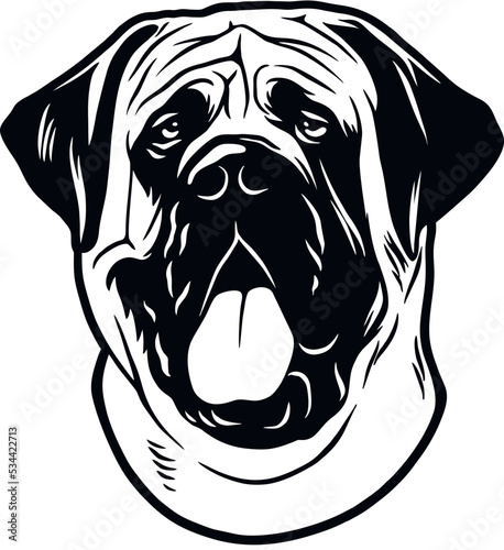 English Mastiff - Funny Dog, Vector File, Cut Stencil for Tshirt