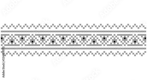 Embroidered good like old handmade cross-stitch ethnic Ukraine pattern. Ukrainian towel ornament, rushnyk called, vector.