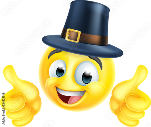 A thanksgiving pilgrim emoticon emoji cartoon face icon