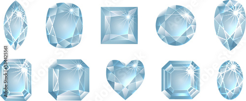 A set of diamond jewellery stone gemstone cuts shapes photo