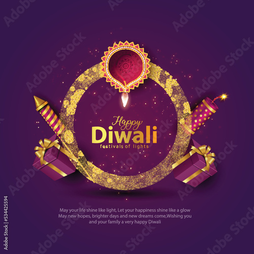 happy Diwali. Indian festivals of light with Diwali elements. vector illustration design.