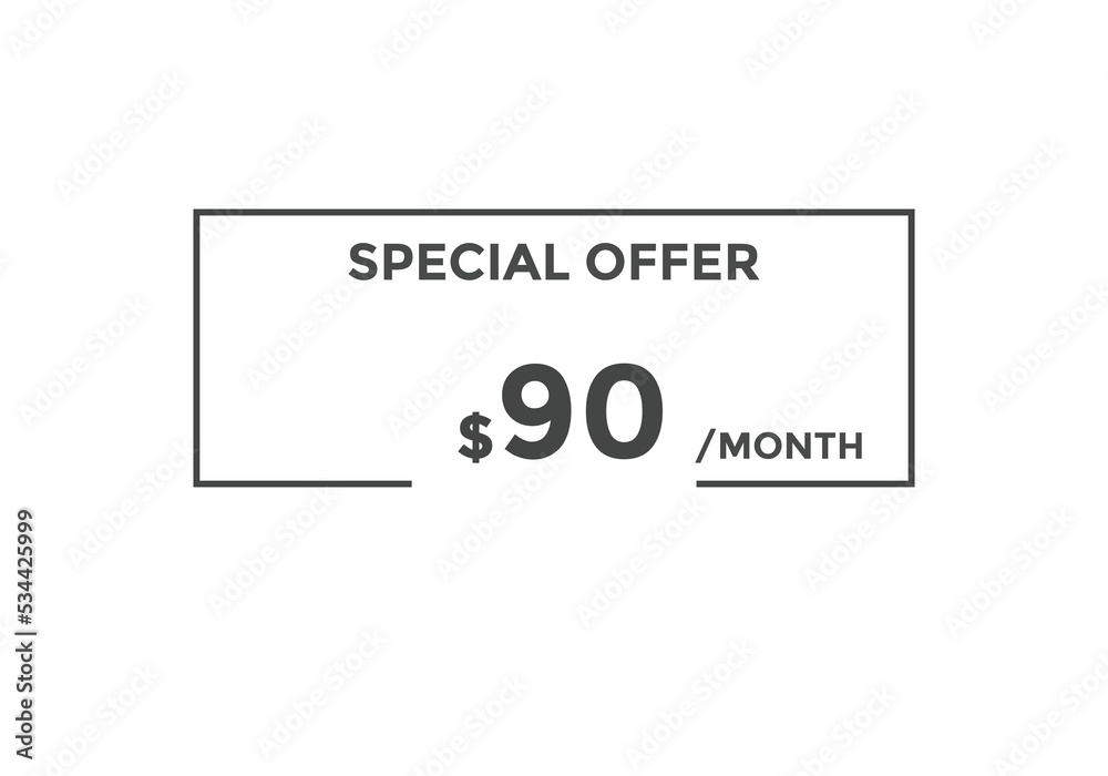 $90 USD Dollar Month sale promotion Banner. Special offer, 90 dollar month price tag, shop now button. Business or shopping promotion marketing concept
$90 USD Dollar Month sale promotion Banner. Special offer, 90 dollar month price tag, shop now button. Business or shopping promotion marketing concept
