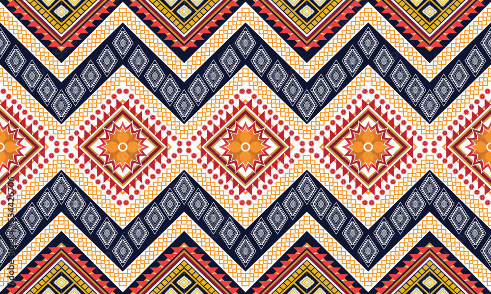 Geometric ethnic flower pattern for background,fabric,wrapping,clothing,wallpaper,Batik,carpet,embroidery style.