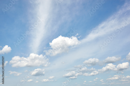 Abstract image of blurred sky. Blue sky background with cumulus clouds