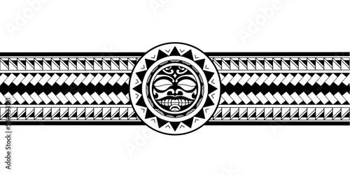 Wrap around arm polynesian tattoo design. Pattern aboriginal samoan.