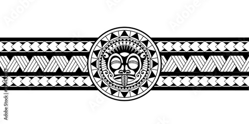 Wrap around arm polynesian tattoo design. Pattern aboriginal samoan.