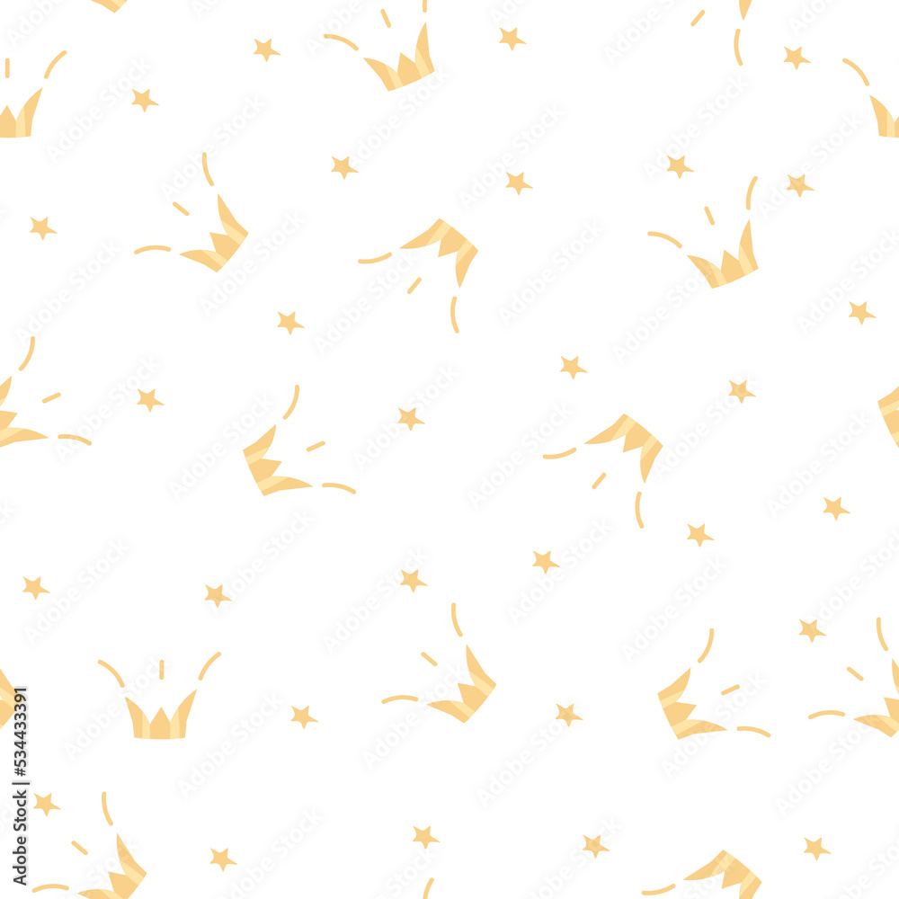 Seamless patterngold crown on a white background. Vector Illustration
