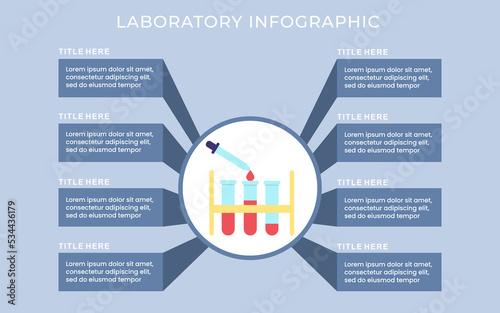 Medical infographic template with blood testing kit. laboratory equipment. vector illustration