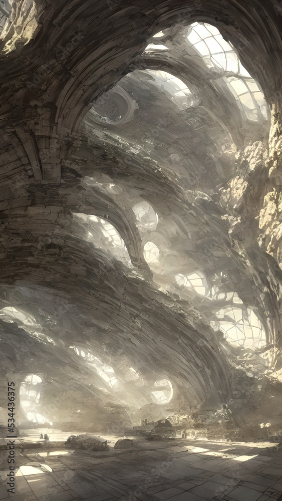 Naklejka premium Deep mysterious caves. A fabulous journey into unknown worlds.